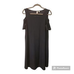 Tacera Midi Cold Shoulder Navy Silky Comfy Stretchy Size Medium